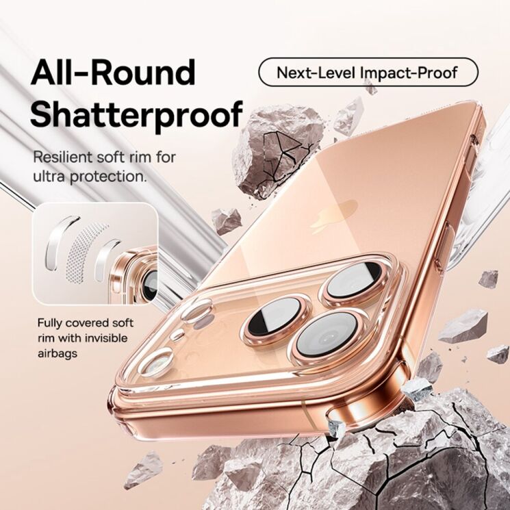 Силіконовий (TPU) чохол BASEUS Simple Series для Apple iPhone 17 Pro - Transparent: фото 9 з 14