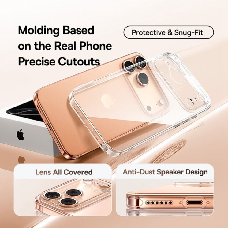 Силіконовий (TPU) чохол BASEUS Simple Series для Apple iPhone 17 Pro - Transparent: фото 5 з 14
