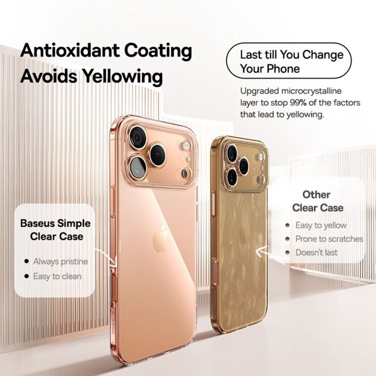 Силіконовий (TPU) чохол BASEUS Simple Series для Apple iPhone 17 Pro - Transparent: фото 8 з 14