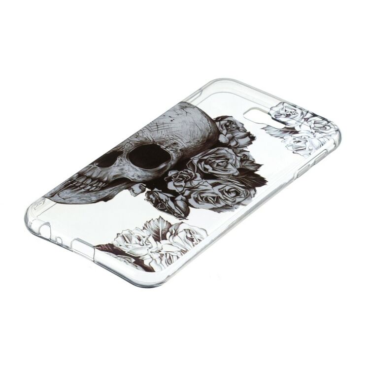 Силиконовый (TPU) чехол Deexe Pretty Glossy для Samsung Galaxy J4+ (J415) - Skull and Flowers: фото 2 из 5