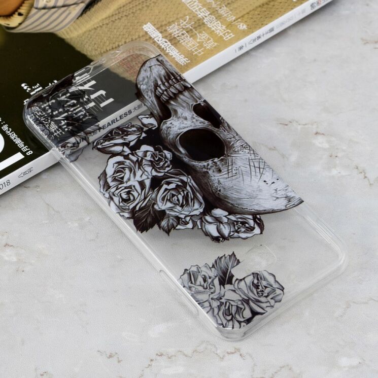 Силиконовый (TPU) чехол Deexe Pretty Glossy для Samsung Galaxy J4+ (J415) - Skull and Flowers: фото 5 из 5