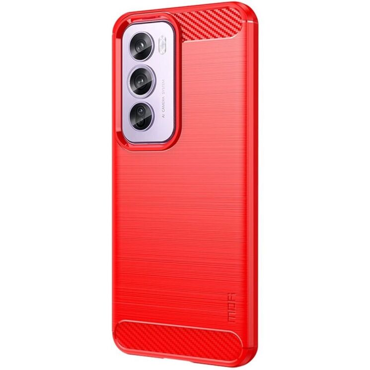 Силіконовий (TPU) чохол MOFI Carbon Fiber для OPPO Reno 12 Pro - Red: фото 2 з 9