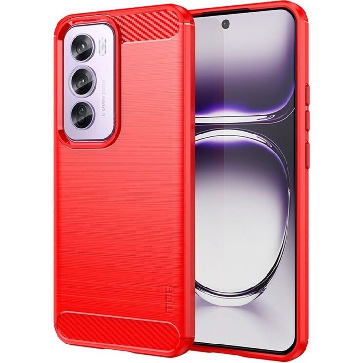 Силіконовий (TPU) чохол MOFI Carbon Fiber для OPPO Reno 12 Pro - Red: фото 1 з 9