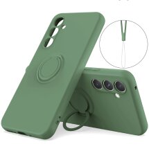 Силиконовый (TPU) чехол с кольцом Deexe Color Shell для Samsung Galaxy S26 FE - Green: фото 1 из 8