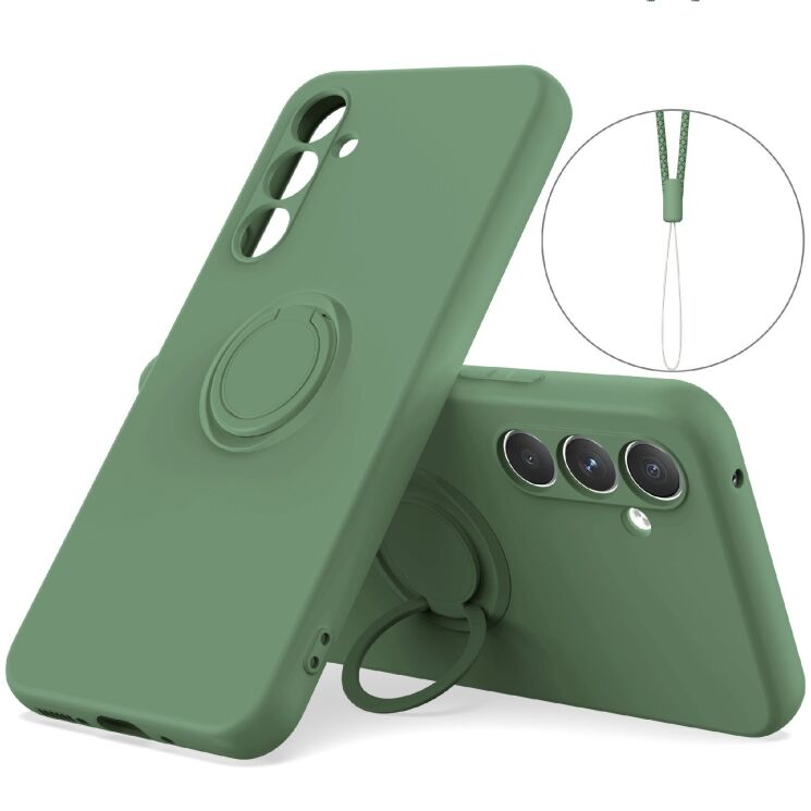 Силиконовый (TPU) чехол с кольцом Deexe Color Shell для Samsung Galaxy S26 FE - Green: фото 1 из 8