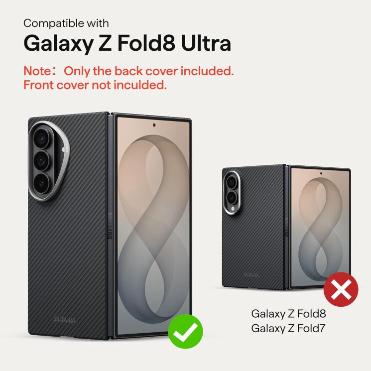 Ультратонкий чехол Pitaka Edge Ultra-Slim Case (FF) для Samsung Galaxy Fold 8 Ultra (FBFOLD8) - Black: фото 10 из 17
