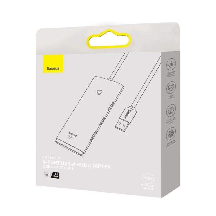 USB HUB Baseus Lite Series 4 in 1 USB HUB Adapter (1m) WKQX030101 - Black: фото 7 з 27