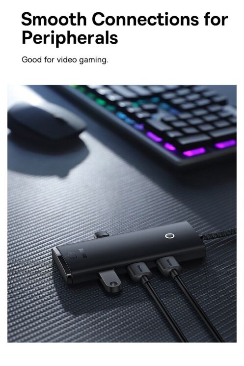 USB HUB Baseus Lite Series 4 in 1 USB HUB Adapter (1m) WKQX030101 - Black: фото 15 из 27