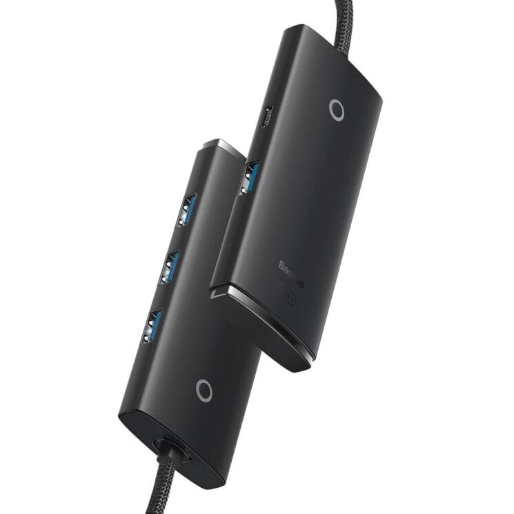 USB HUB Baseus Lite Series 4 in 1 USB HUB Adapter (1m) WKQX030101 - Black: фото 4 из 27