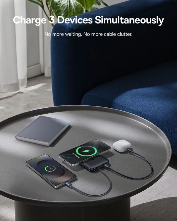 Внешний аккумулятор Baseus PicoGo AM61 Qi2.2 Magnetic 45W (10000mAh) E0028V00 - Black: фото 9 из 14