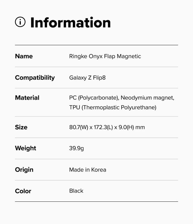 Защитный чехол Ringke Onyx Flap Magnetic для Samsung Galaxy Flip 8 (8800380460591) - Black: фото 23 из 23