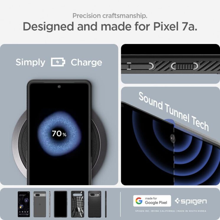 Защитный чехол Spigen (SGP) Liquid Air для Google Pixel 7a - Matte Black: фото 12 из 17