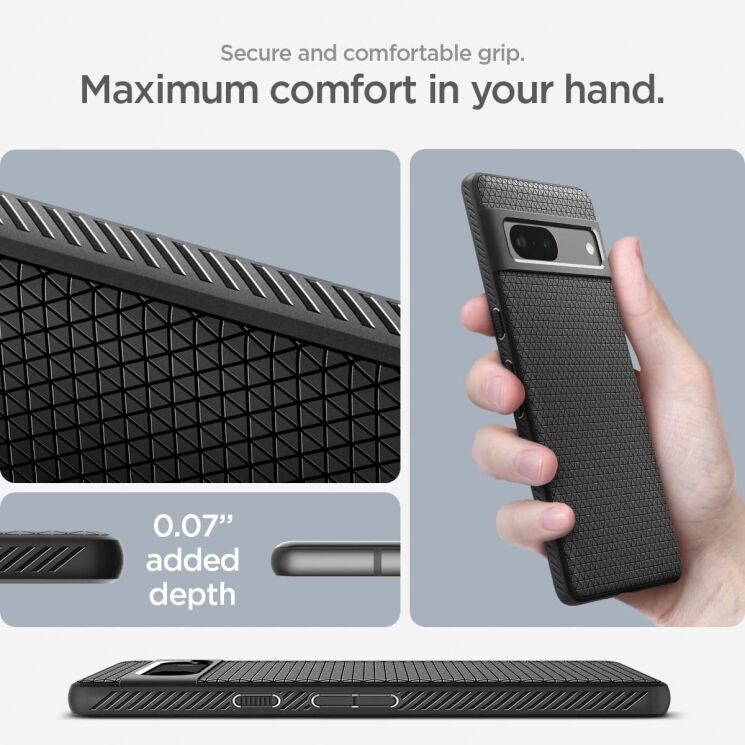 Защитный чехол Spigen (SGP) Liquid Air для Google Pixel 7a - Matte Black: фото 16 из 17