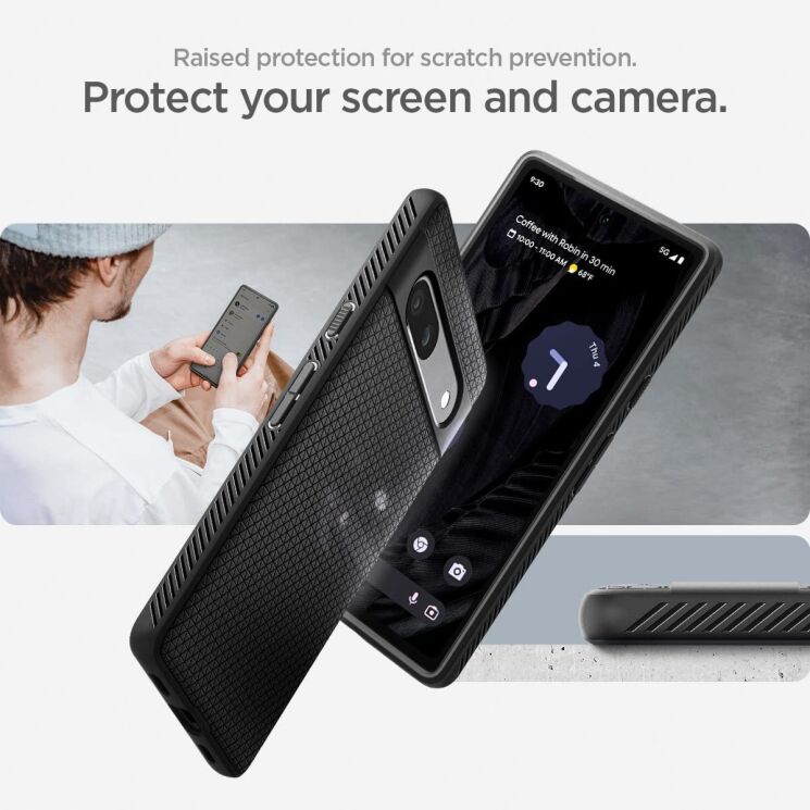 Защитный чехол Spigen (SGP) Liquid Air для Google Pixel 7a - Matte Black: фото 15 из 17