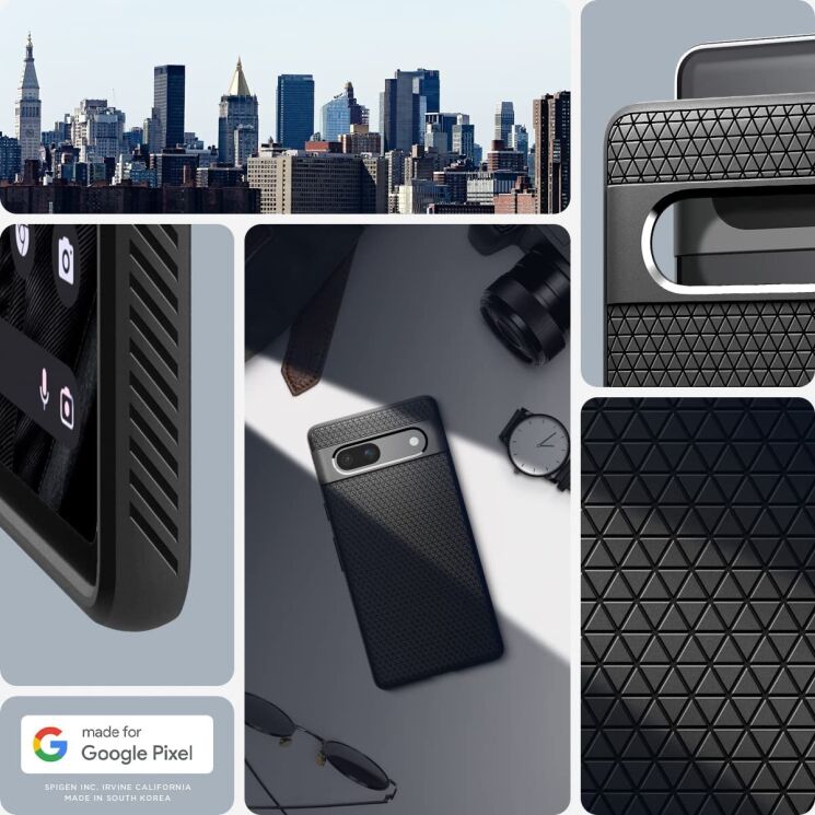 Защитный чехол Spigen (SGP) Liquid Air для Google Pixel 7a - Matte Black: фото 17 из 17
