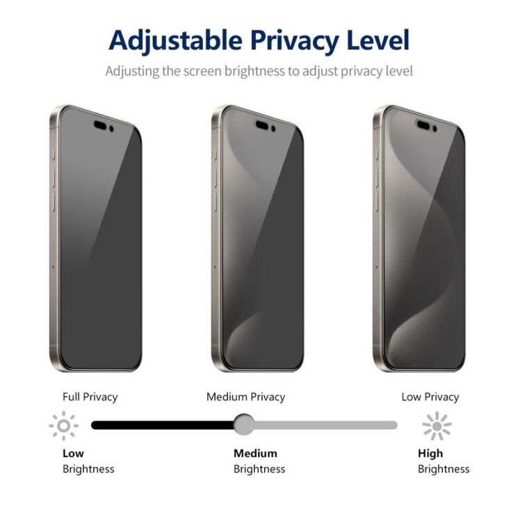 Защитное стекло HAT PRINCE Anti-Spy для Apple iPhone 15 Pro Max - Black: фото 4 из 8