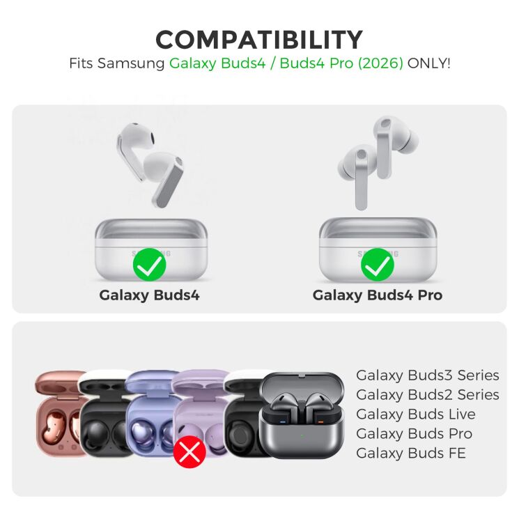Захисний чохол AHASTYLE WG199 для Samsung Galaxy Buds 4 / Buds 4 Pro - Pink: фото 8 з 8