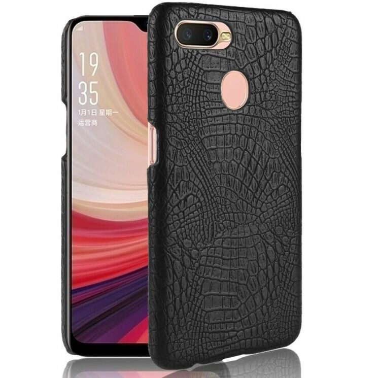 Захисний чохол Deexe Croco Style для OPPO A12 - Black: фото 1 з 6
