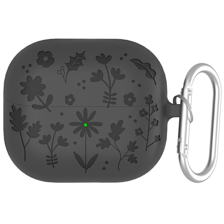Захисний чохол Deexe Flower Pattern для Samsung Galaxy Buds 3 / Buds 3 Pro - Dark Grey: фото 1 з 7