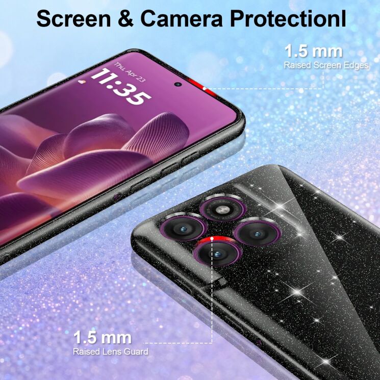 Защитный чехол Deexe Glitter Case with MagSafe для Motorola Edge 60 Pro - Black: фото 3 из 7