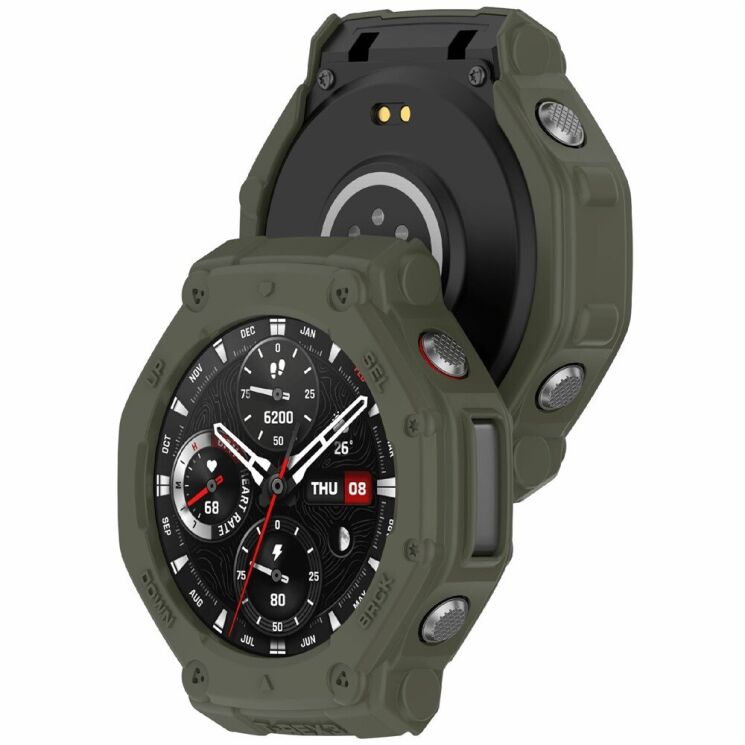 Защитный чехол Deexe Hollow Cover для Xiaomi Amazfit T-ReX 3 - Dark Green: фото 3 из 6