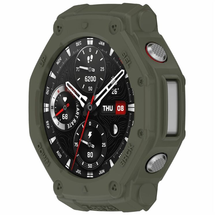 Защитный чехол Deexe Hollow Cover для Xiaomi Amazfit T-ReX 3 - Dark Green: фото 2 из 6