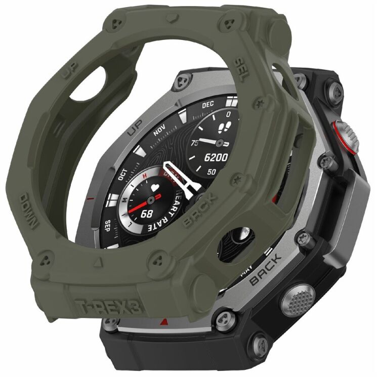 Защитный чехол Deexe Hollow Cover для Xiaomi Amazfit T-ReX 3 - Dark Green: фото 1 из 6