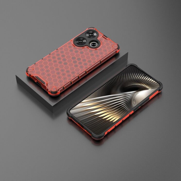 Защитный чехол Deexe Honeycomb Series для Xiaomi Poco F6 - Red: фото 3 из 5