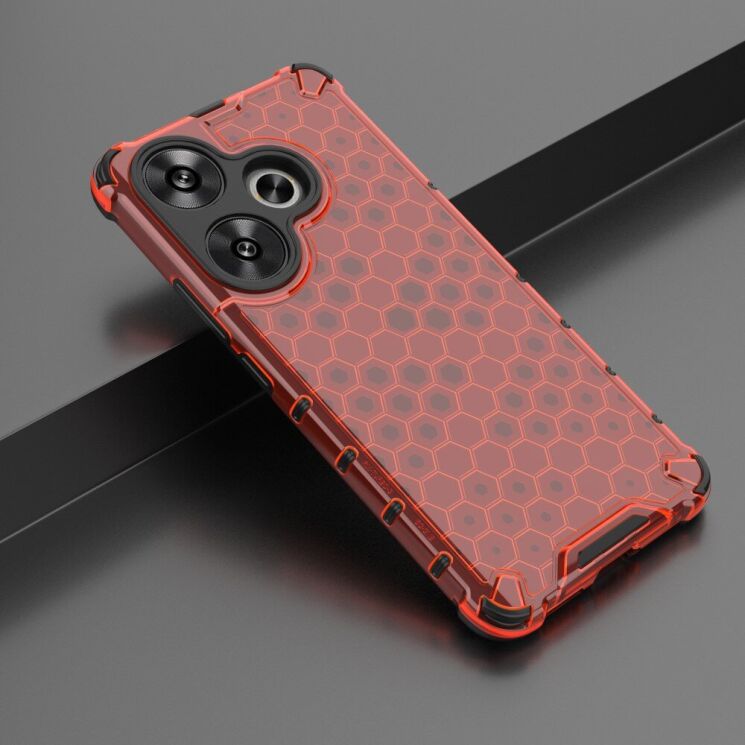 Защитный чехол Deexe Honeycomb Series для Xiaomi Poco F6 - Red: фото 2 из 5