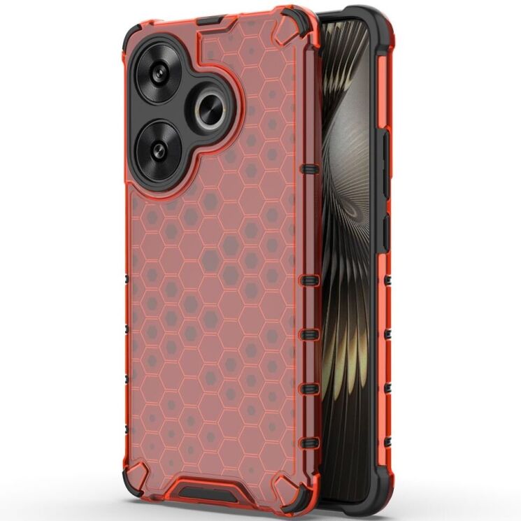 Защитный чехол Deexe Honeycomb Series для Xiaomi Poco F6 - Red: фото 1 из 5