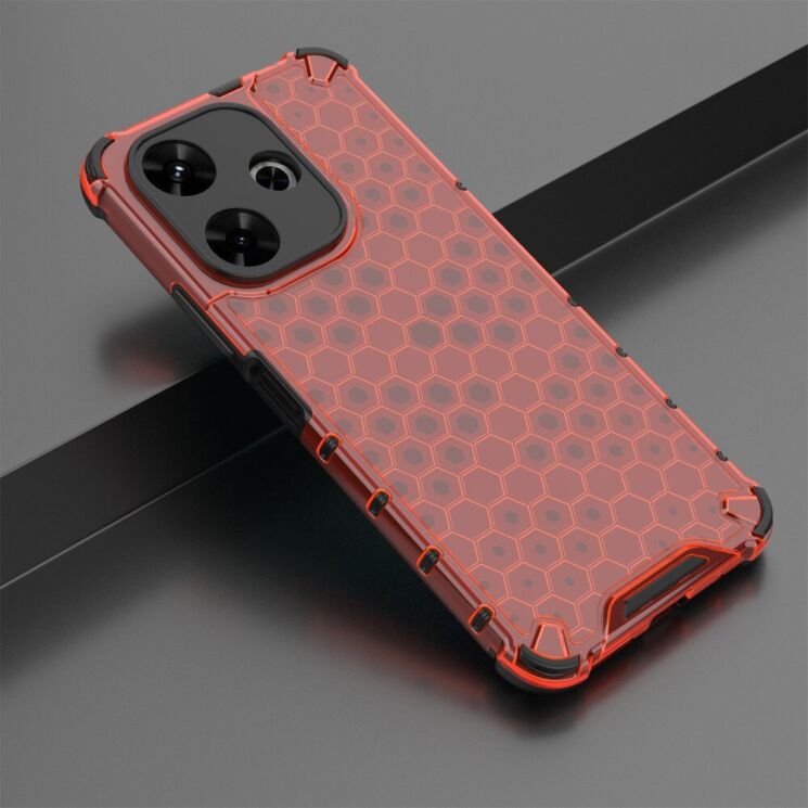 Защитный чехол Deexe Honeycomb Series для Xiaomi Redmi 13 - Red: фото 2 из 5