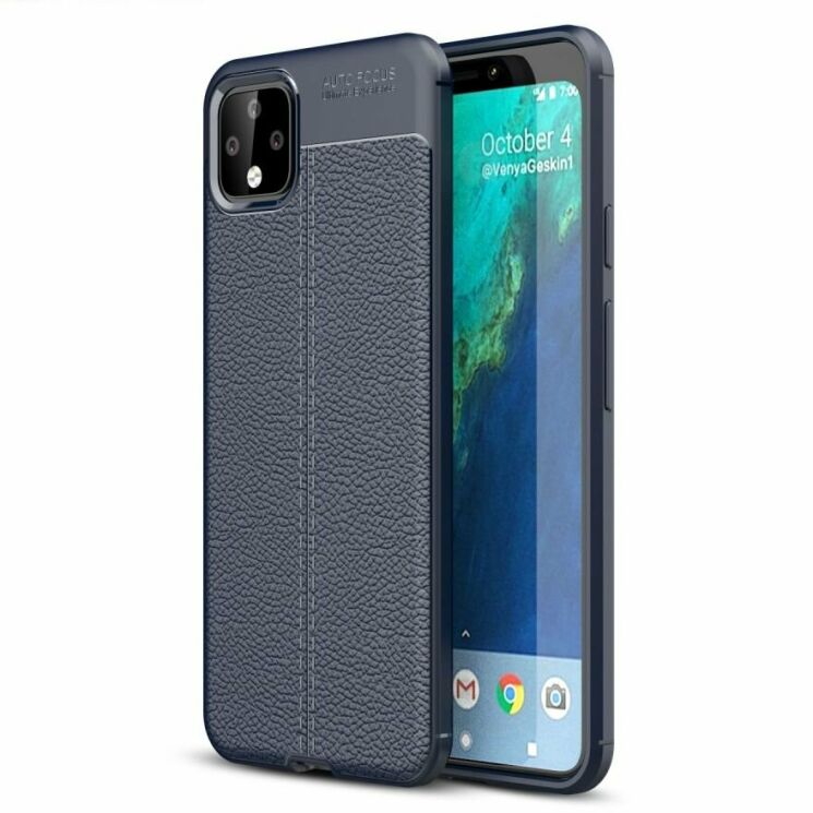 Защитный чехол Deexe Leather Cover для Google Pixel 4 XL - Dark Blue: фото 1 из 11