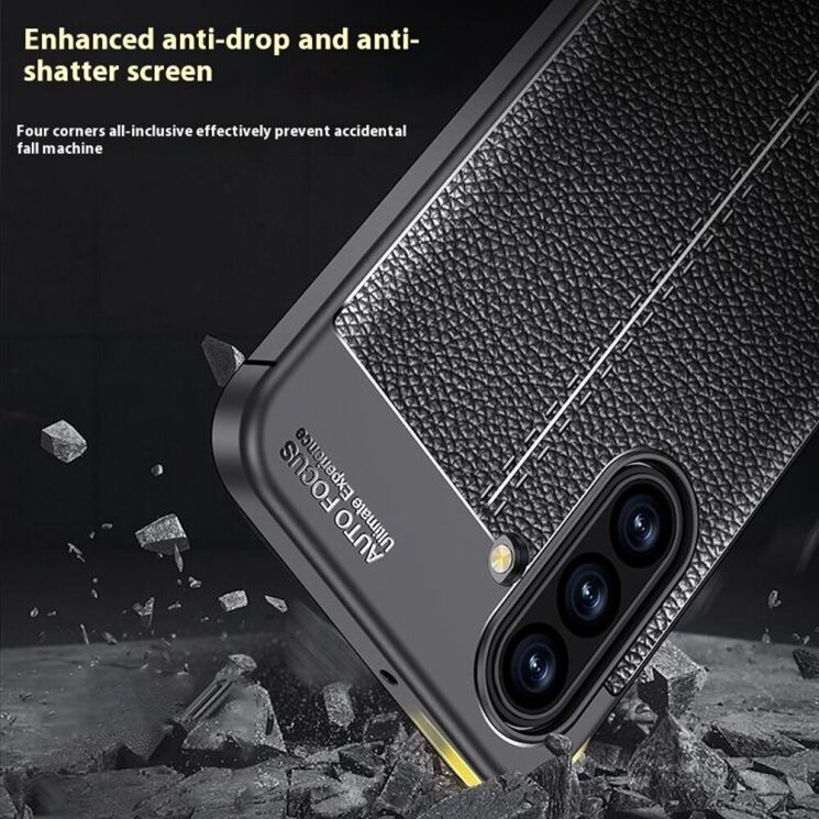 Защитный чехол Deexe Leather Cover для Samsung Galaxy A17 (A175) - Black: фото 9 из 11
