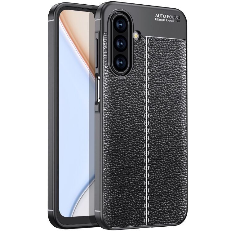 Защитный чехол Deexe Leather Cover для Samsung Galaxy A17 (A175) - Black: фото 1 из 11