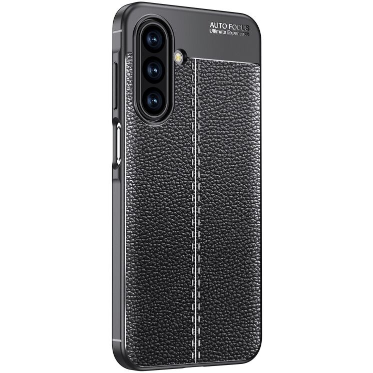 Защитный чехол Deexe Leather Cover для Samsung Galaxy A17 (A175) - Black: фото 2 из 11