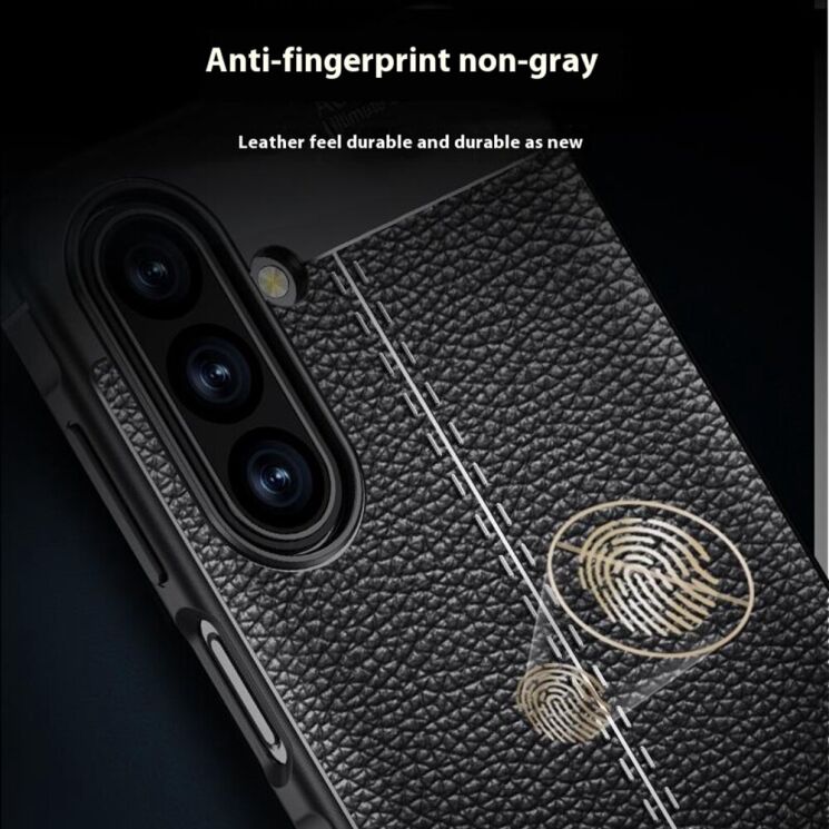 Защитный чехол Deexe Leather Cover для Samsung Galaxy A17 (A175) - Black: фото 10 из 11