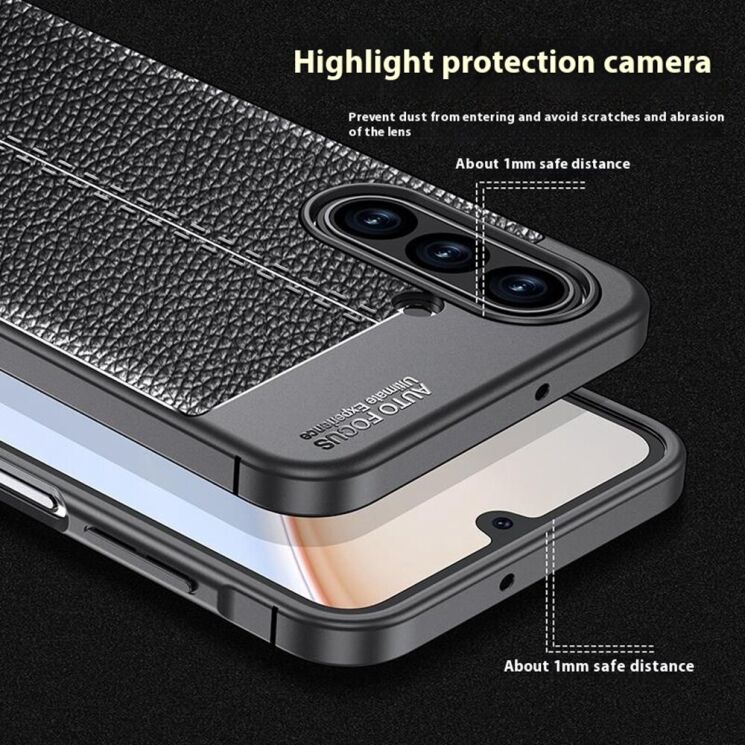 Защитный чехол Deexe Leather Cover для Samsung Galaxy A17 (A175) - Black: фото 7 из 11