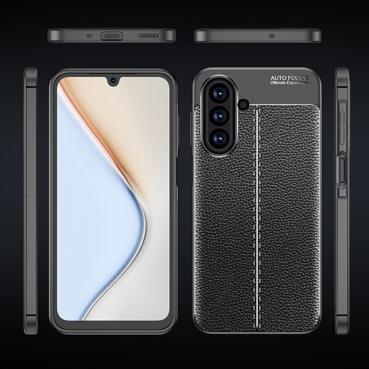 Защитный чехол Deexe Leather Cover для Samsung Galaxy A17 (A175) - Black: фото 11 из 11