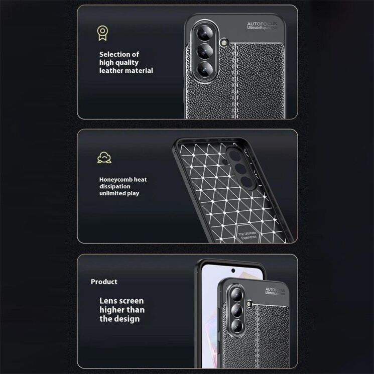 Защитный чехол Deexe Leather Cover для Samsung Galaxy A56 (A566) - Black: фото 6 из 10