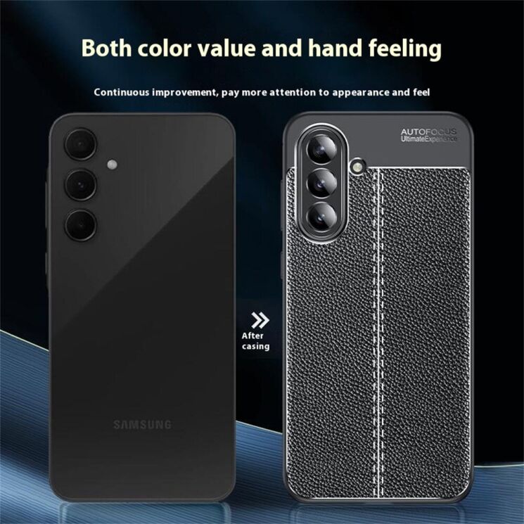 Защитный чехол Deexe Leather Cover для Samsung Galaxy A56 (A566) - Black: фото 5 из 10