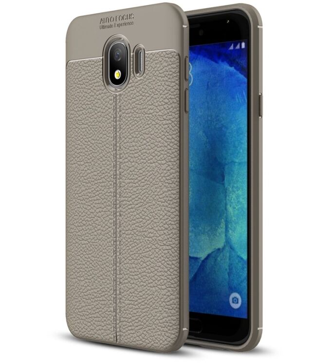 Защитный чехол Deexe Leather Cover для Samsung Galaxy J4 2018 (J400) - Grey: фото 1 из 9