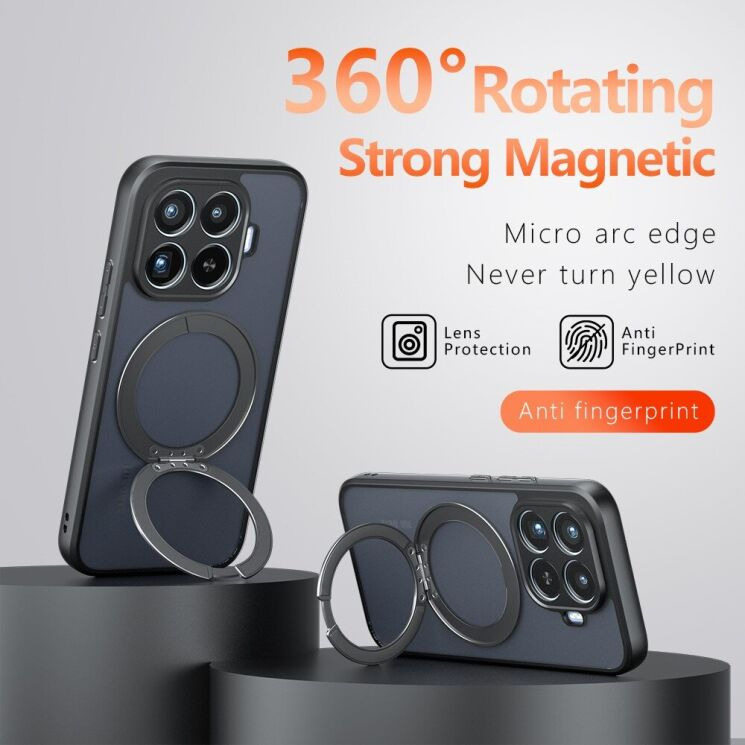 Защитный чехол Deexe Matte Skin Kickstand with MagSafe для Xiaomi 17T - Transparent Black: фото 3 из 13
