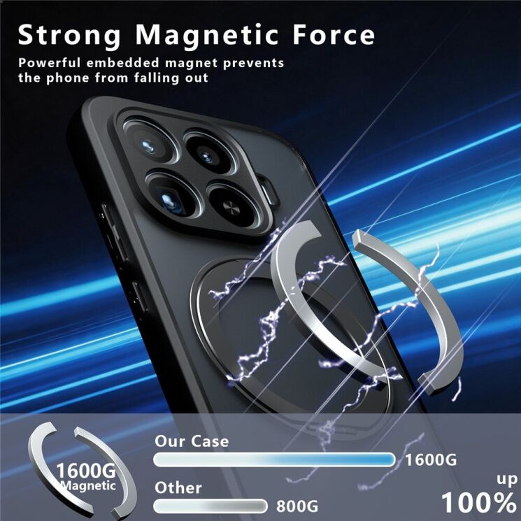 Защитный чехол Deexe Matte Skin Kickstand with MagSafe для Xiaomi 17T - Transparent Black: фото 5 из 13