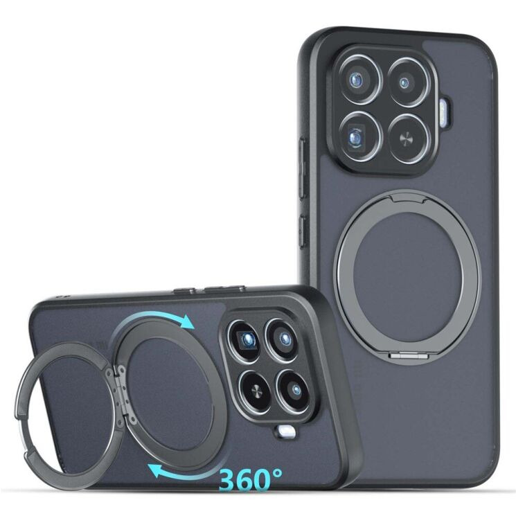 Защитный чехол Deexe Matte Skin Kickstand with MagSafe для Xiaomi 17T - Transparent Black: фото 2 из 13
