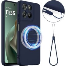 Защитный чехол Deexe Silicone Case with MagSafe для Motorola Moto G57 / G57 Power / G67 Power - Dark Blue: фото 1 из 9
