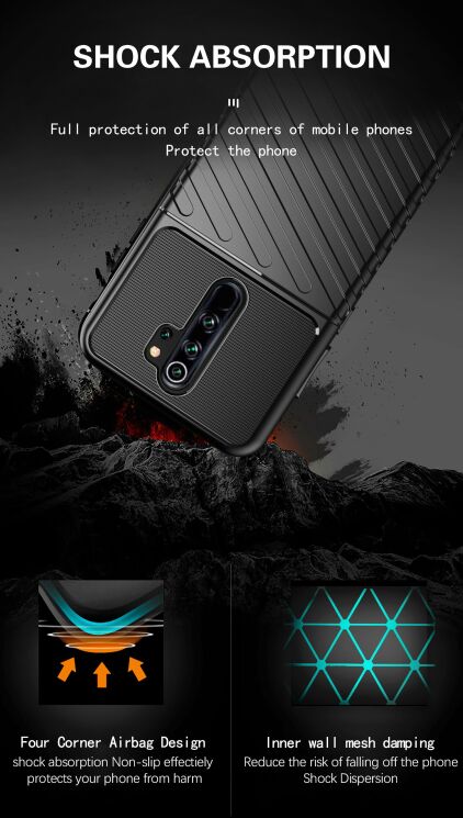 Защитный чехол Deexe Thunder Series для Xiaomi Redmi Note 8 Pro - Black: фото 7 из 10