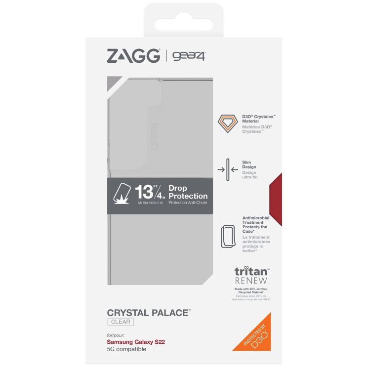 Защитный чехол Gear4 Crystal Palace для Samsung Galaxy S22 (S901) - Clear: фото 14 из 21