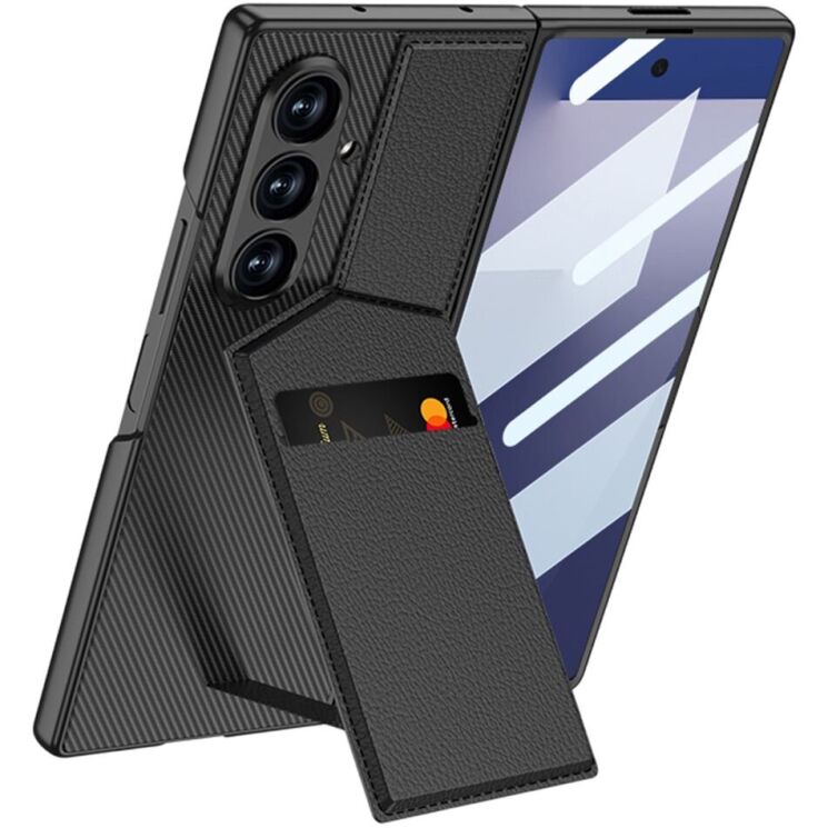 Захисний чохол GKK Wallet Kickstand для Samsung Galaxy Fold 7 - Carbon Fiber: фото 1 з 9