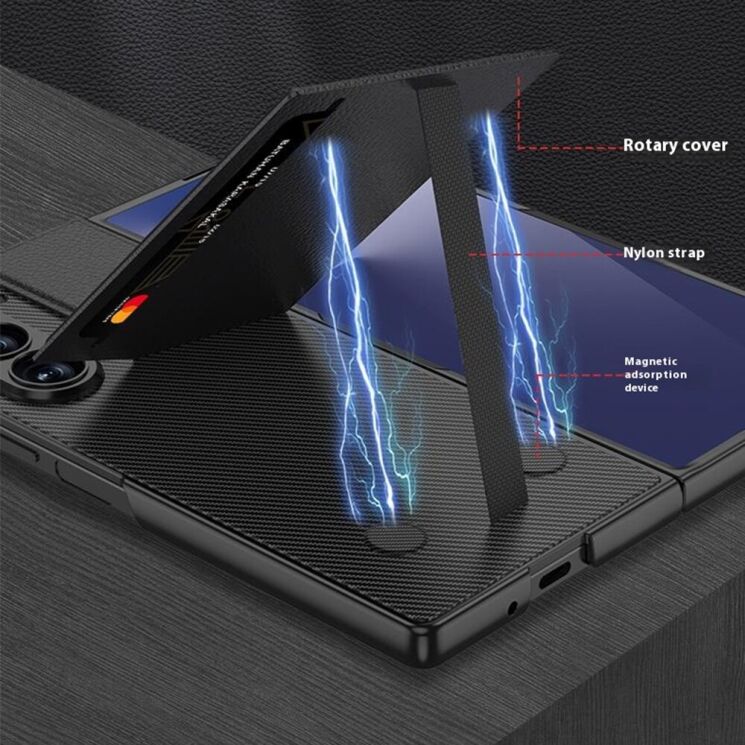 Захисний чохол GKK Wallet Kickstand для Samsung Galaxy Fold 7 - Titanium Grey: фото 3 з 9