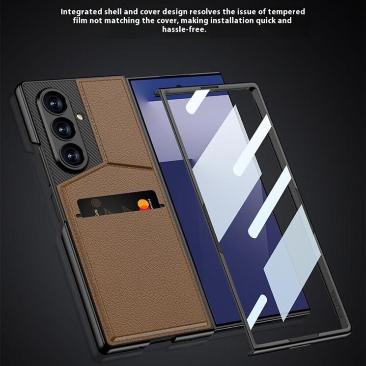 Захисний чохол GKK Wallet Kickstand для Samsung Galaxy Fold 7 - Titanium Grey: фото 6 з 9